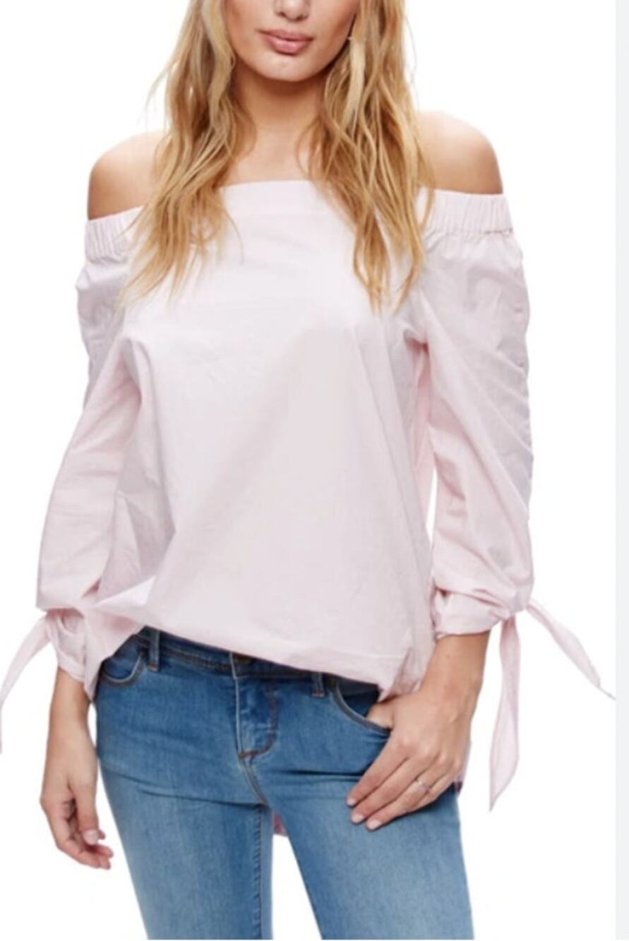Free People Show Some Shoulder Top Womens Small Pink‎ Cotton Boho Festival Fairy